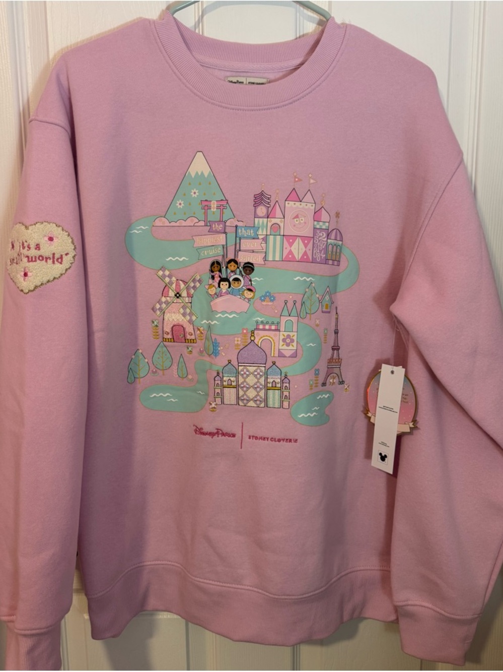 Disney Parks Stoney Clover Lane It’s A Small World Pink Sweater Medium